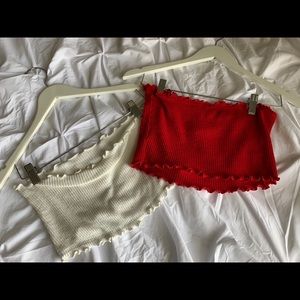 Red & white crop top